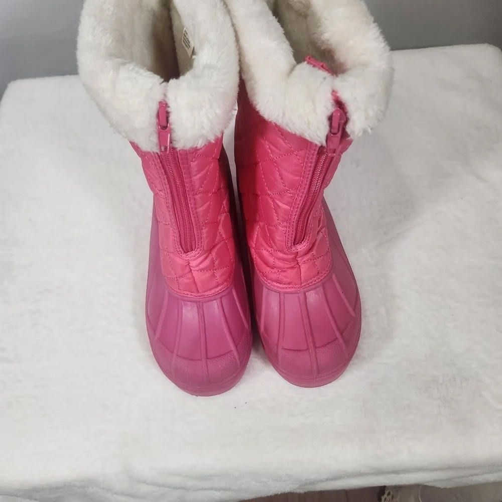 Pink Quilted Kids Snow Boots